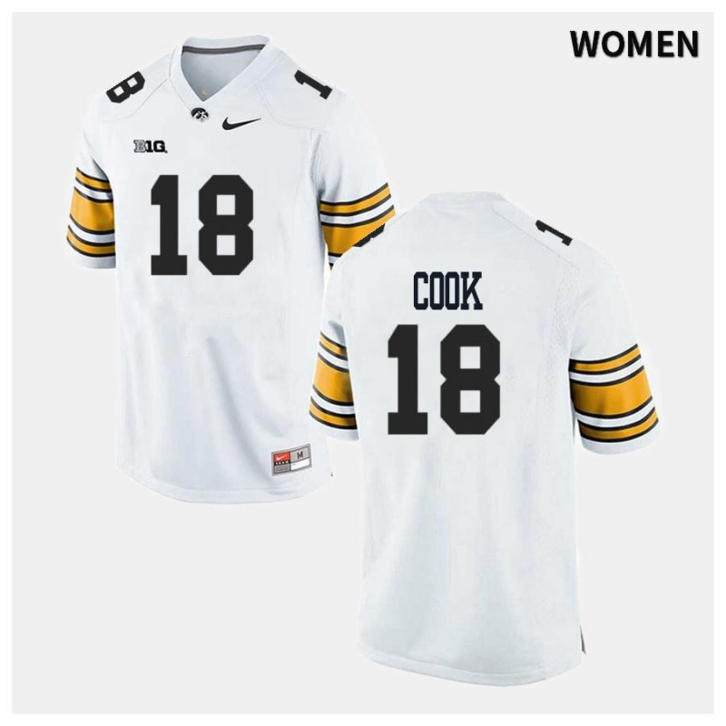 Women's Iowa Hawkeyes NCAA #18 Drew Cook White Authentic Nike Alumni Stitched College Football Jersey TL34H00JB
